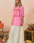 Spell Marina Piccola Oversized Biker Tee Cosmos Pink