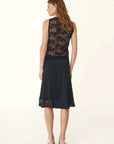 Rowie Tessa Silk Midi Skirt Noir