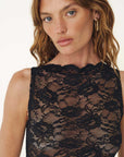 Rowie Tonya Rose Lace Tank Noir