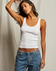 Perfectwhitetee Mia Fine Varigated Rib Tank White