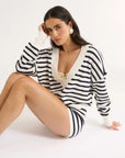 Primi Sonny V Neck Jumper Navy Stripe