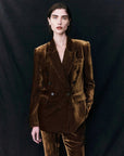 Courtney Zheng Xander Silk Velvet Corduroy Blazer Cognac