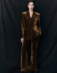 Courtney Zheng Xander Silk Velvet Corduroy Blazer Cognac