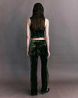 Courtney Zheng Xander Silk Velvet Corduroy Pants Moss