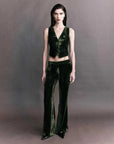 Courtney Zheng Xander Silk Velvet Corduroy Pants Moss
