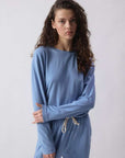 American Vintage Ypawood Long Sleeve T Shirt Blue Melange