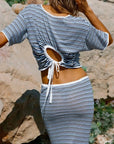 Zulu and Zephyr Knit Tie Tee Blue Pin Stripe