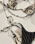 Zulu and Zephyr Reversible Tie Triangle Top Cream Flower