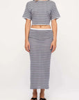 Zulu and Zephyr Knit Tie Tee Blue Pin Stripe