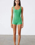 Zulu and Zephyr Stripe RIb Bralette Bodysuit Parrot Green
