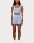 Zulu and Zephyr Stripe Rib Crop Top Denim Blue