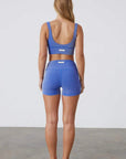 Zulu and Zephyr Stripe Rib Crop Top Dolphin Blue