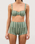 Zulu and Zephyr Balconette Bra Green Zig Zag