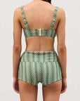 Zulu and Zephyr Balconette Bra Green Zig Zag