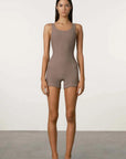 Zulu and Zephyr Waffle Panelled Bodysuit Carob