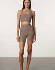 Zulu and Zephyr Waffle Crop Top Carob