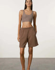 Zulu and Zephyr Waffle Crop Top Carob