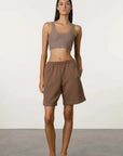 Zulu and Zephyr Waffle Crop Top Carob
