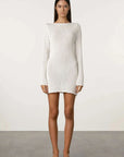 Zulu and Zephyr Crochet Lattice Knit Mini Dress White