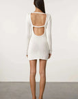 Zulu and Zephyr Crochet Lattice Knit Mini Dress White