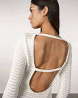 Zulu and Zephyr Crochet Lattice Knit Mini Dress White