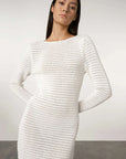 Zulu and Zephyr Crochet Lattice Knit Mini Dress White