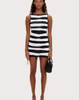 Zulu and Zephyr Textured Knit Mini Dress Black Stripe
