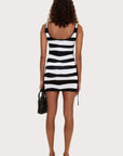 Zulu and Zephyr Textured Knit Mini Dress Black Stripe