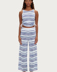 Zulu and Zephyr Gathered Knit Tank Blue Stripe