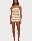 Zulu and Zephyr Textured Knit Short Natural Stripe