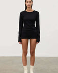 Zulu and Zephyr Rib Hemp Jersey Long Sleeve Top Black