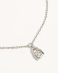 By Charlotte Sterling Silver Crystal Lotus Padlock Bracelet