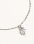 By Charlotte Sterling Silver Crystal Lotus Heart Padlock Bracelet