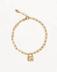 By Charlotte 18k Gold Vermeil Promise of Us Lotus Padlock Bracelet