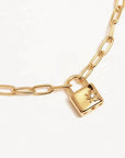 By Charlotte 18k Gold Vermeil Promise of Us Lotus Padlock Bracelet