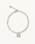 By Charlotte Sterling Silver Promise of Us Lotus Padlock Bracelet