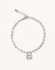 By Charlotte Sterling Silver Promise of Us Lotus Padlock Bracelet