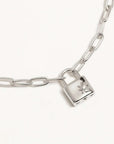 By Charlotte Sterling Silver Promise of Us Lotus Padlock Bracelet