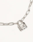 By Charlotte Sterling Silver Promise of Us Lotus Padlock Bracelet