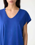 Bassike Fine Bind Scoop Neck Tank Cobalt