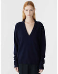 Bassike Low V Neck Slouch Knit Ink