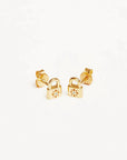 By Charlotte 18k Gold Vermeil Crystal Lotus Padlock Stud Earrings