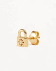 By Charlotte 18k Gold Vermeil Crystal Lotus Padlock Stud Earrings