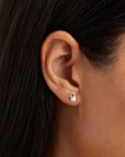 By Charlotte Sterling Silver Crystal Lotus Padlock Stud Earrings