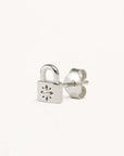 By Charlotte Sterling Silver Crystal Lotus Padlock Stud Earrings