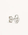 By Charlotte Sterling Silver Crystal Lotus Heart Padlock Stud Earrings