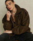 Spell Fontaine Leather Bomber Jacket Vintage Brown