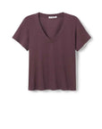 Perfectwhitetee Hendrix Cotton Short Sleeve Boxy V Neck Tee Plum