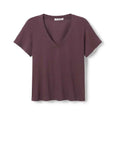 Perfectwhitetee Hendrix Cotton Short Sleeve Boxy V Neck Tee Plum