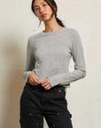 Perfectwhitetee Jamie Recycled Cotton Long Sleeve Heather Grey